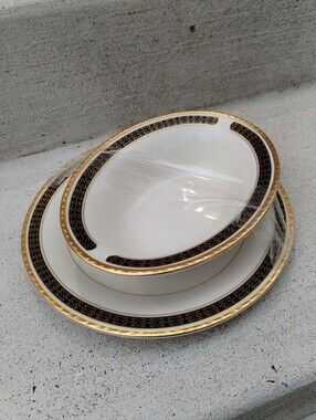 BLACK SAPPHIRE by Pickard Dinner Plate 11" Made in USA 9"bowl